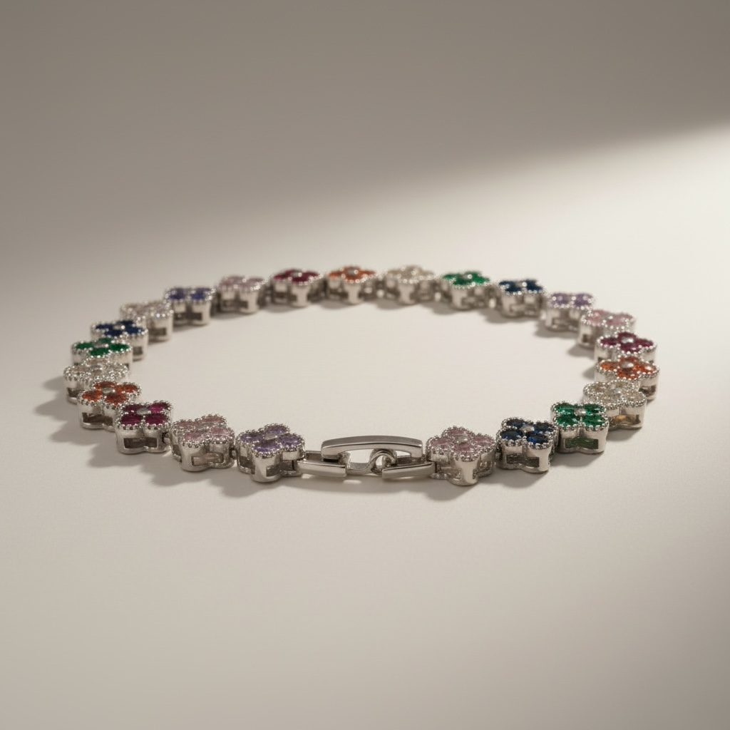 Bracciale Floréa Petals Multicolor | Stile Alhambra in Acciaio e Zirconi