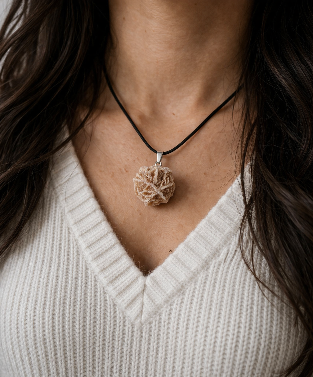 Rosa del Deserto | Terra Viva
Ciondolo Naturale di Chiarezza e Trasformazione

Ciondolo Rosa del Deserto Naturale – Collana Cristallo Grezzo Regolabile