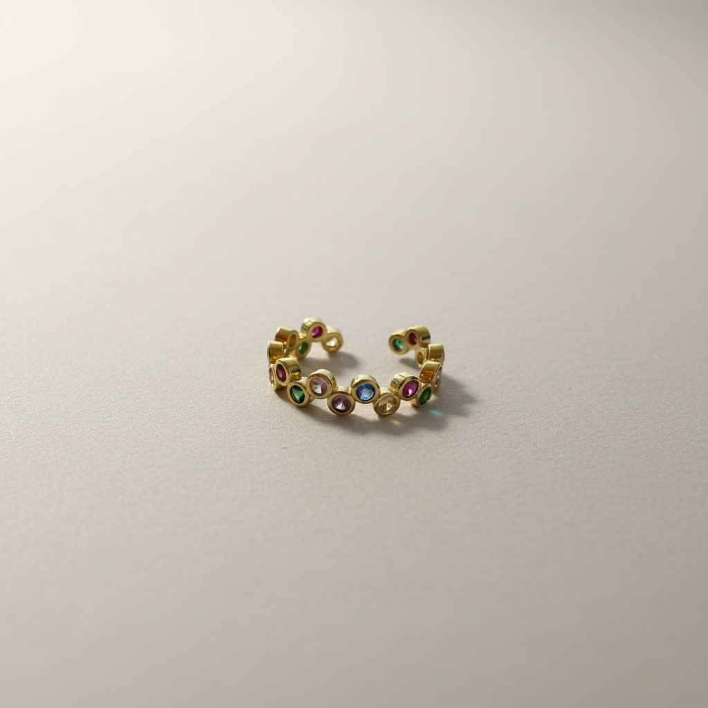 Anello Luminia Gold | Acciaio inox | Regolabile con zirconi colorati