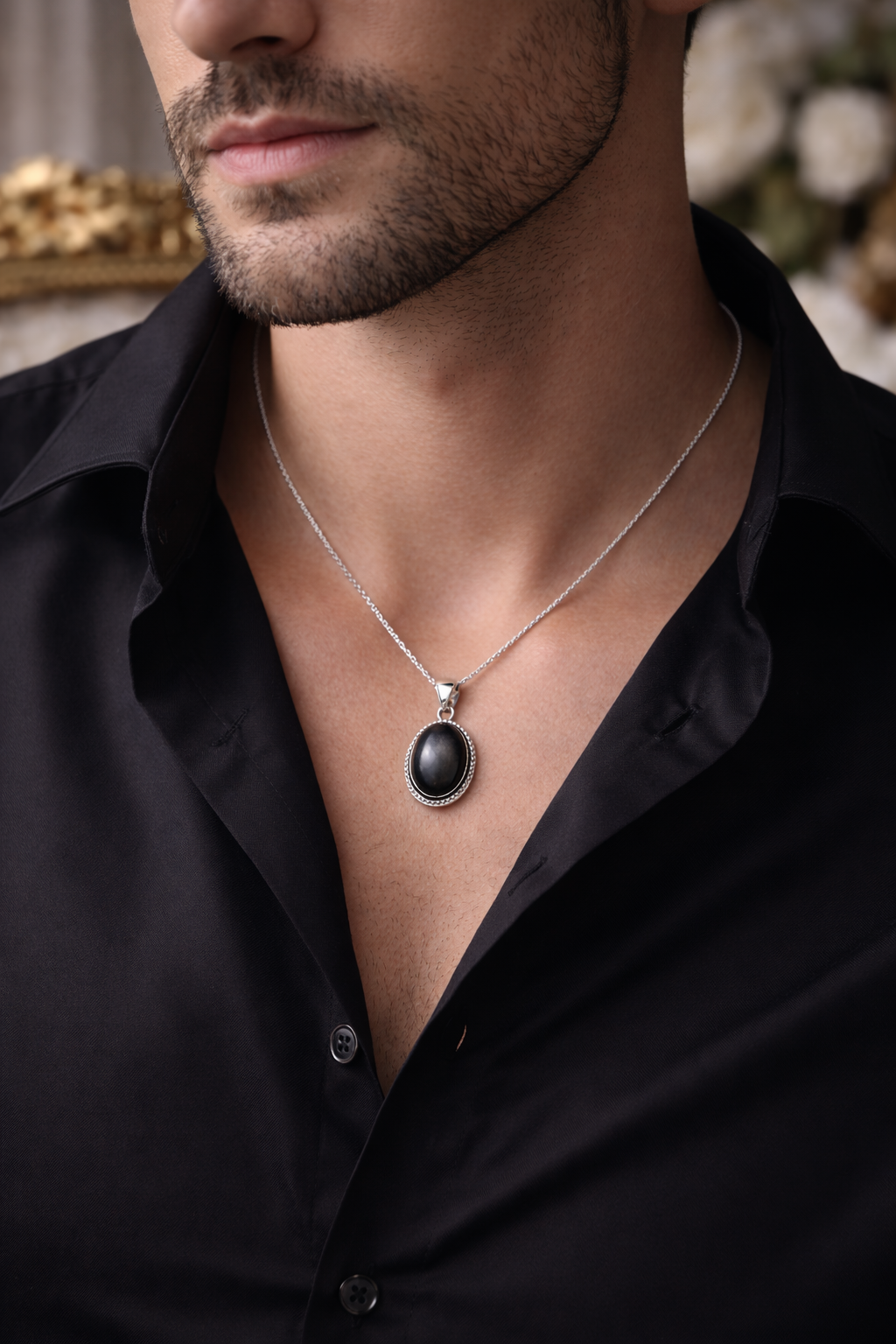 ✨ NOX ARGENTEA | Ossidiana Nera ✨
Ciondolo • Catena acciaio inox ipoallergenico