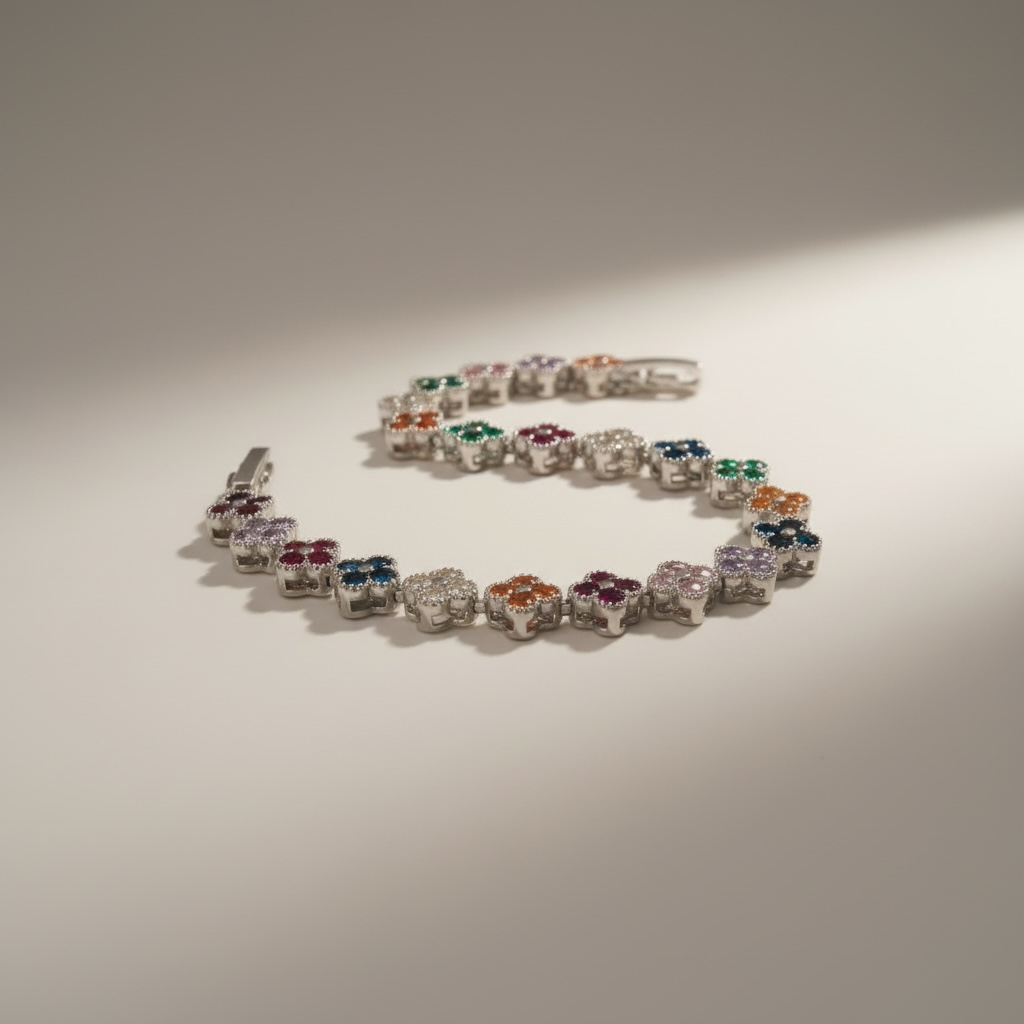 Bracciale Floréa Petals Multicolor | Stile Alhambra in Acciaio e Zirconi