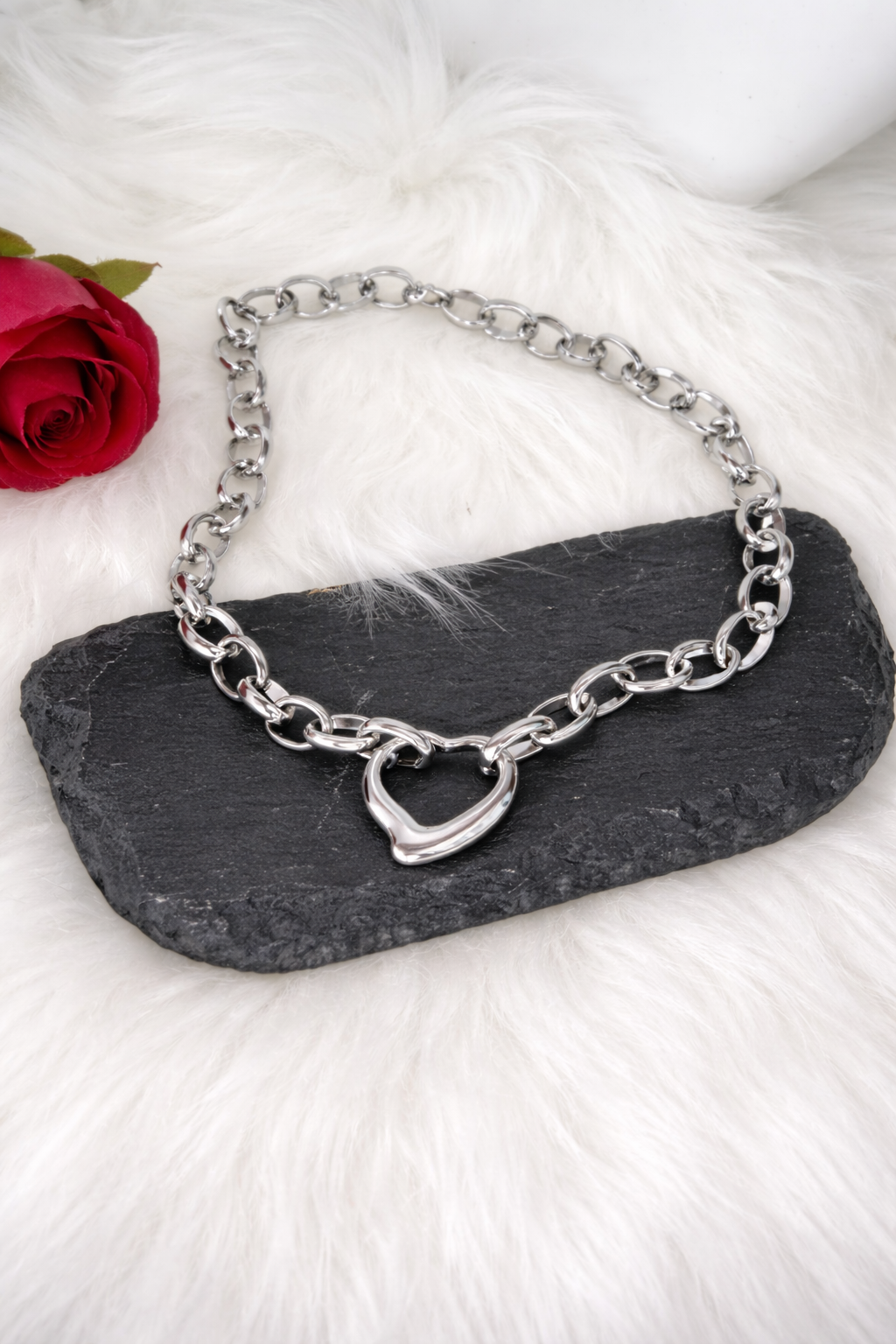 Collana Amore Cuore in Acciaio Inox | Finitura Gold o Silver Luxury