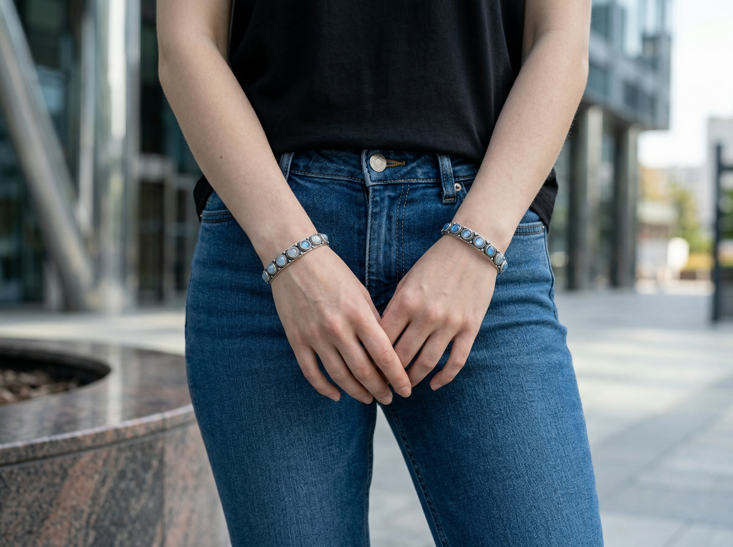 🌙 SELENE | LUNA – Bracciale in Argento 925 con Labradorite