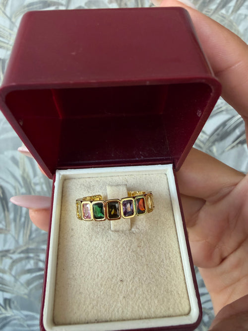 Anello Donna Dorato con Pietre Multicolor – Rainbow