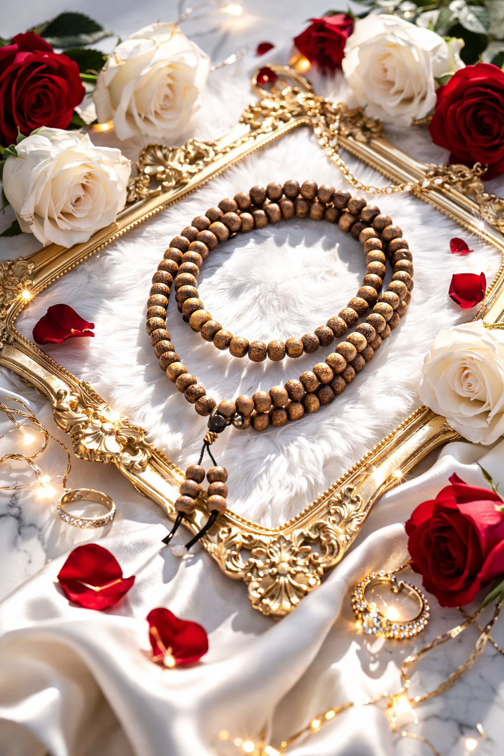 Mala 108 Grani in Palo Santo Naturale | Collana Mala Tradizionale Per Meditazione Pulizia Bracciale