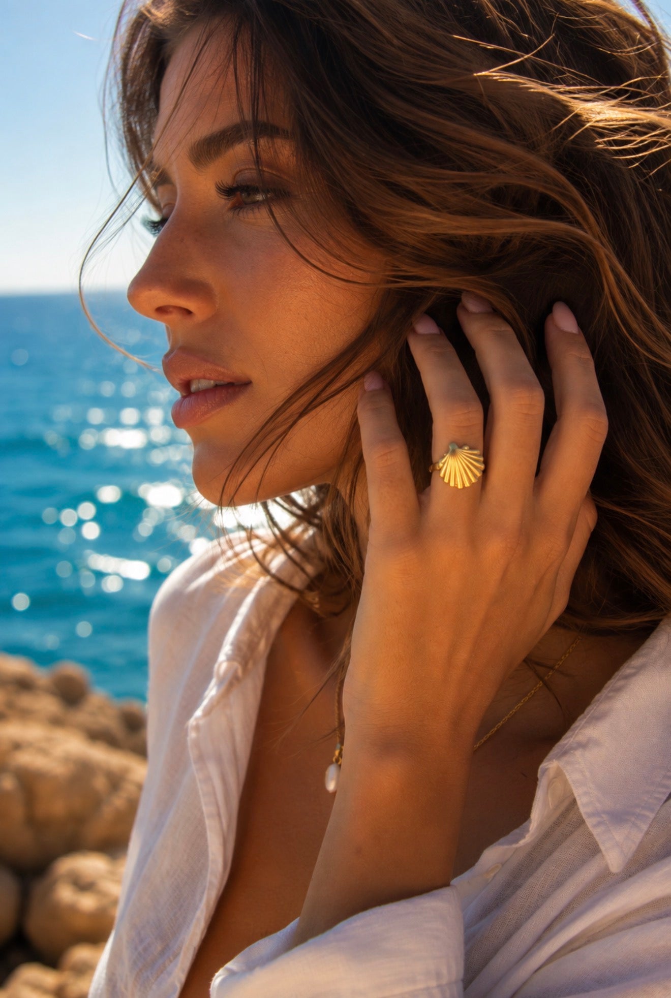🐚 Gold Ocean Collection – Anelli regolabili in acciaio inossidabile