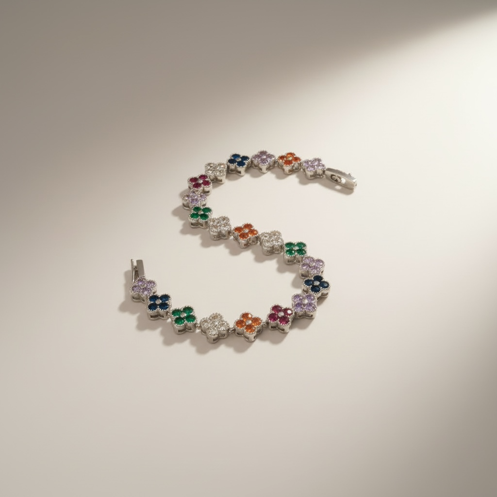 Bracciale Floréa Petals Multicolor | Stile Alhambra in Acciaio e Zirconi