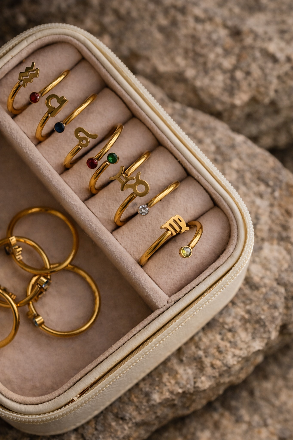 ANELLI ZODIACALI | ANELLI ACCIAIO INOX CON CRISTALLI | PIETRE NATURALI | ANELLO SEGNO ZODIACALE