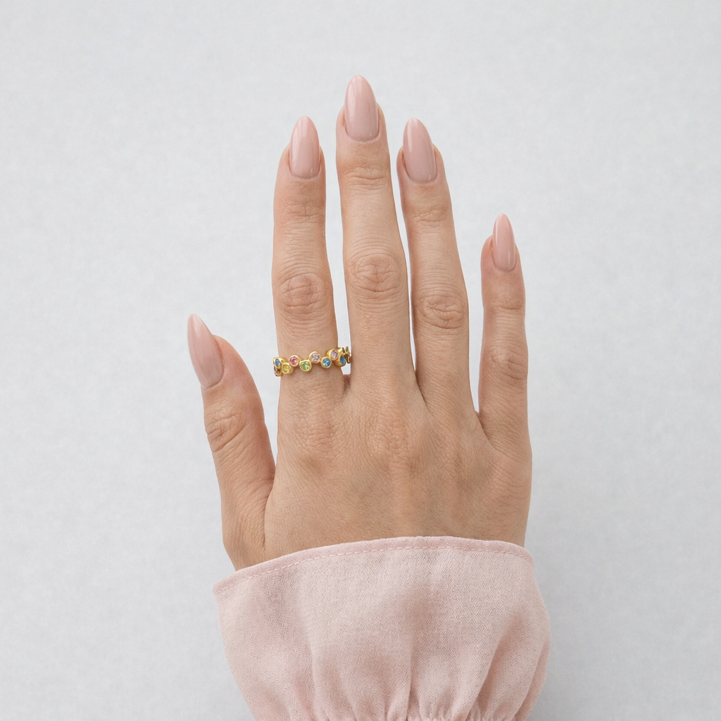 Anello Luminia Gold | Acciaio inox | Regolabile con zirconi colorati