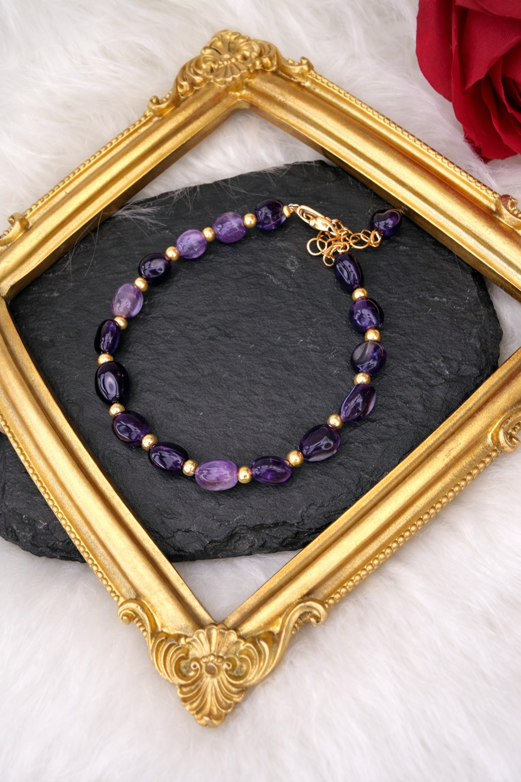 Bracciale Ametista Naturale Viola | Pietre Naturali Eleganti | AETERNA AMETHYSTA