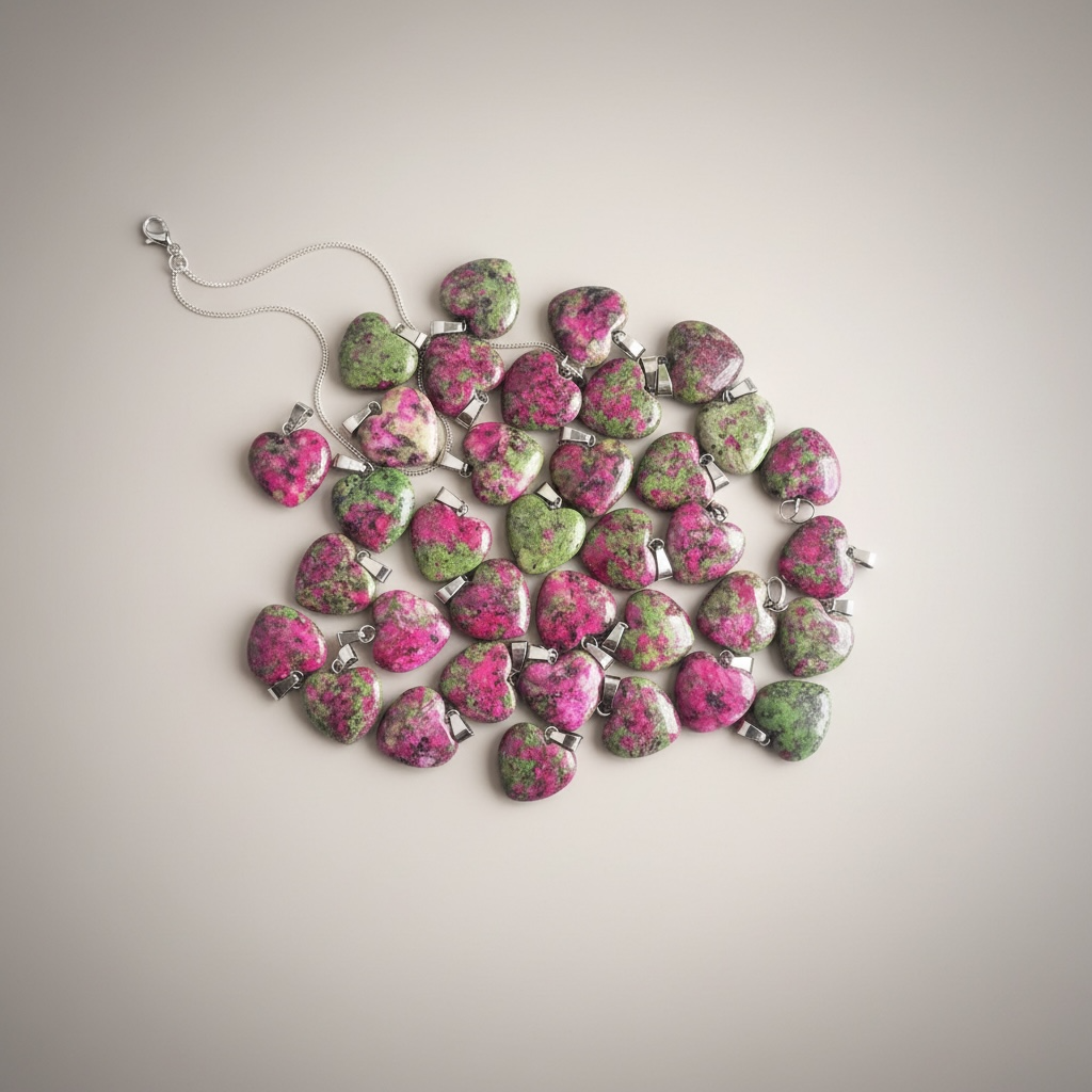 Ciondolo Ruby | PIETRA NATURALE MINERALE CRISTALLO CUORE BENESSERE RUBYZOISITE