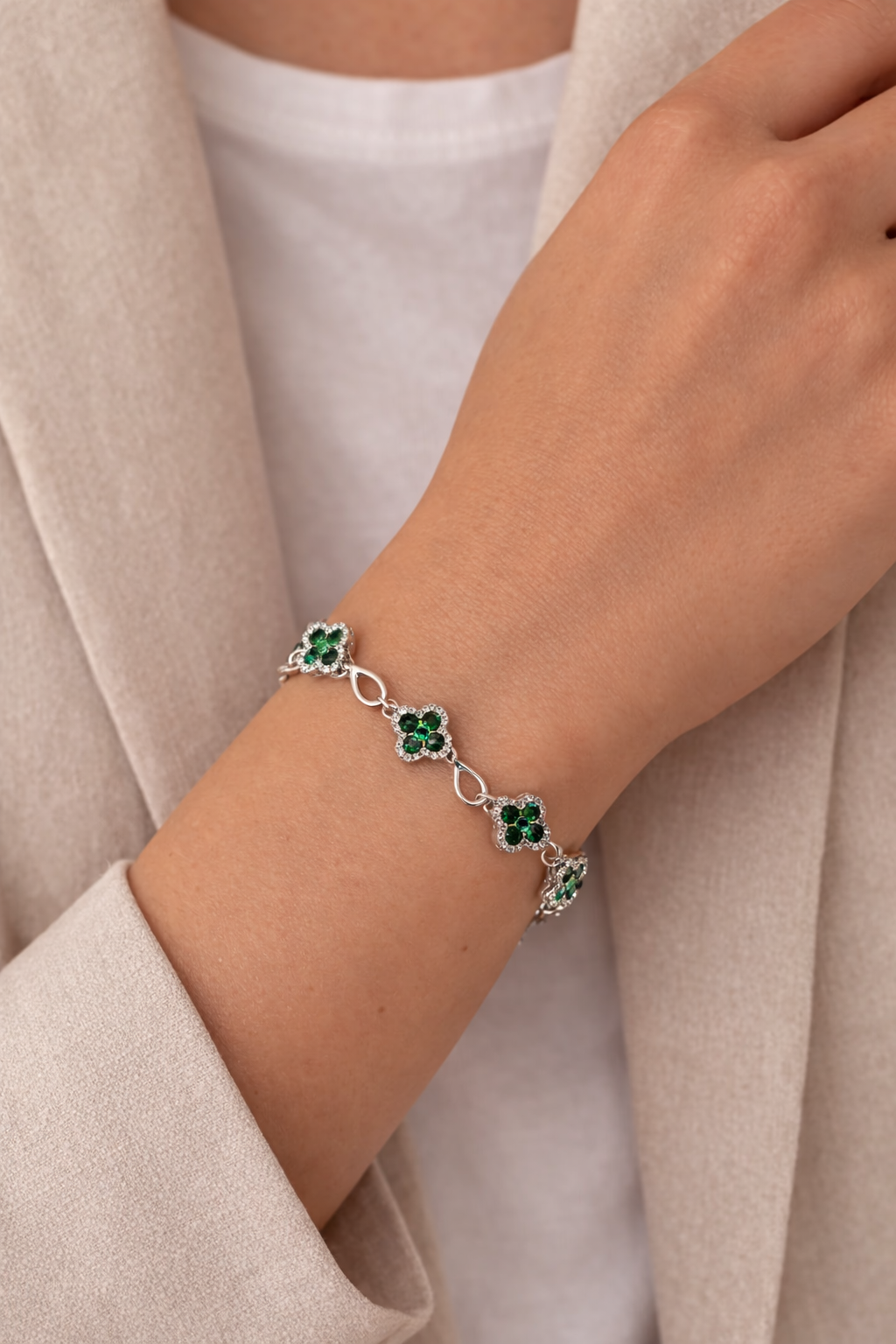 Bracciale Floréa Classic in Acciaio con Zirconi – Bracciale Fiore Elegante Donna