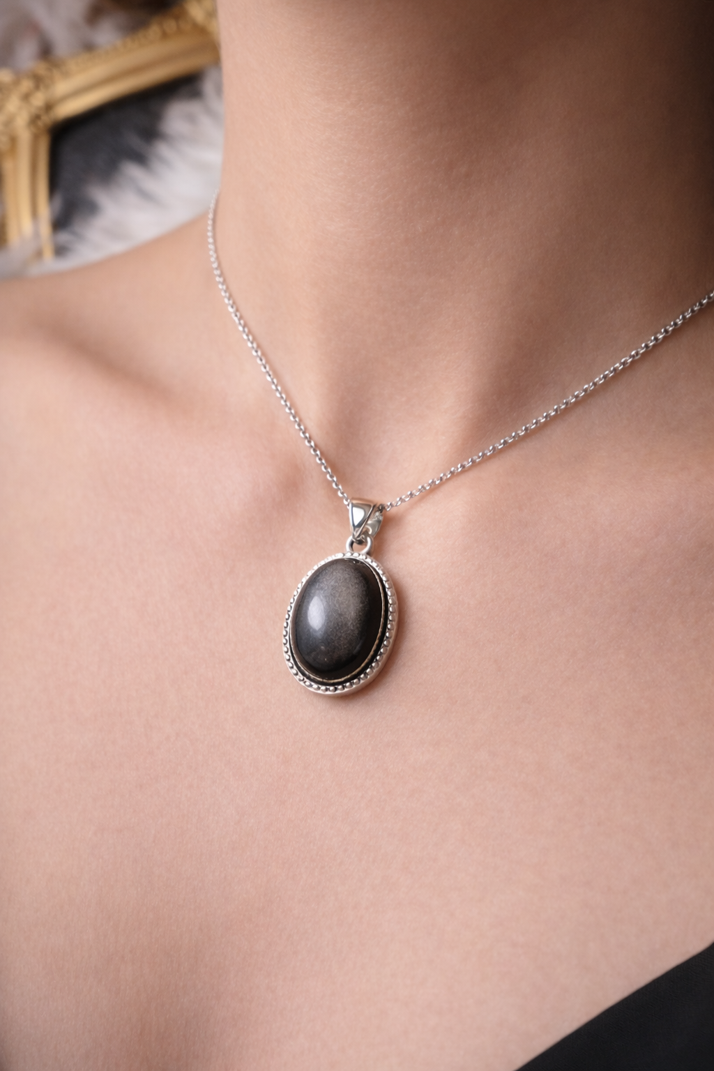 ✨ NOX ARGENTEA | Ossidiana Nera ✨
Ciondolo • Catena acciaio inox ipoallergenico