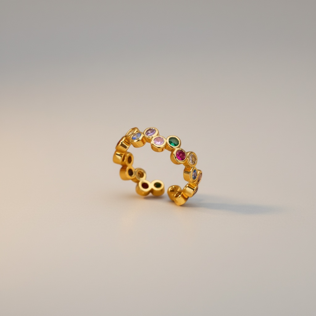 Anello Luminia Gold | Acciaio inox | Regolabile con zirconi colorati