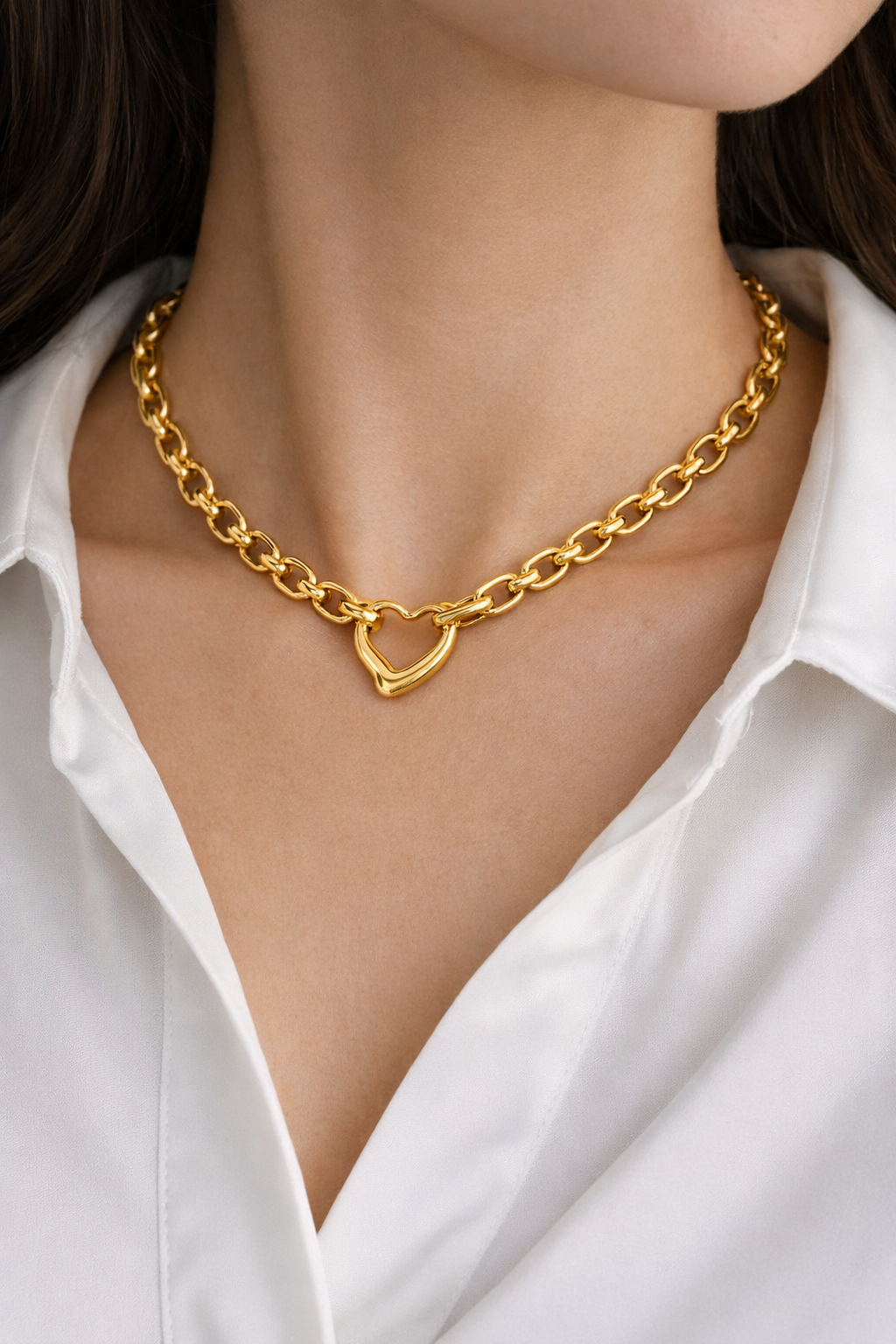 Collana Amore Cuore in Acciaio Inox | Finitura Gold o Silver Luxury