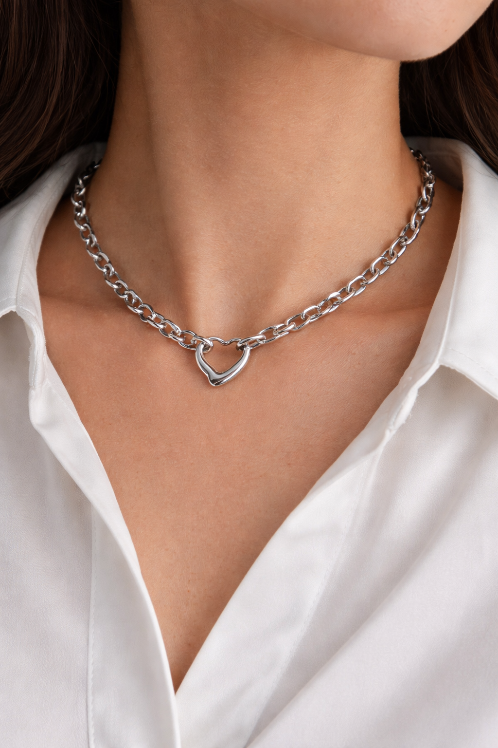 Collana Amore Cuore in Acciaio Inox | Finitura Gold o Silver Luxury