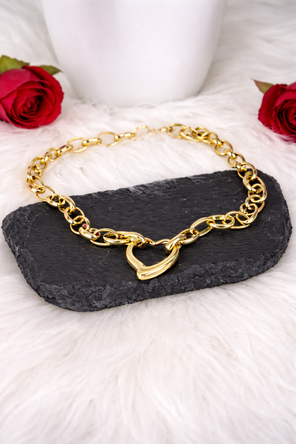 Collana Amore Cuore in Acciaio Inox | Finitura Gold o Silver Luxury