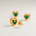 Orecchini cuore lo smeraldo in acciaio inox