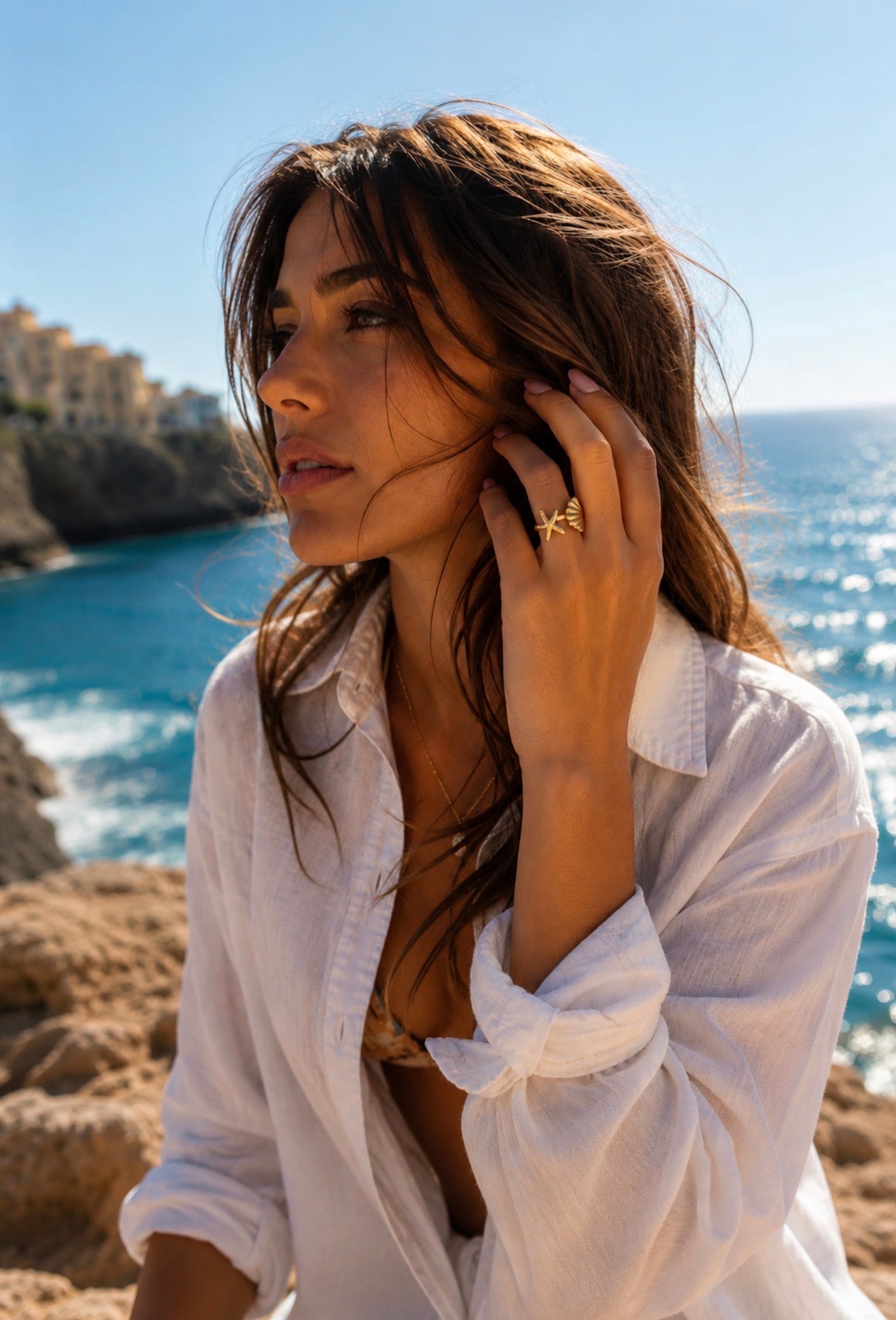 🐚 Gold Ocean Collection – Anelli regolabili in acciaio inossidabile