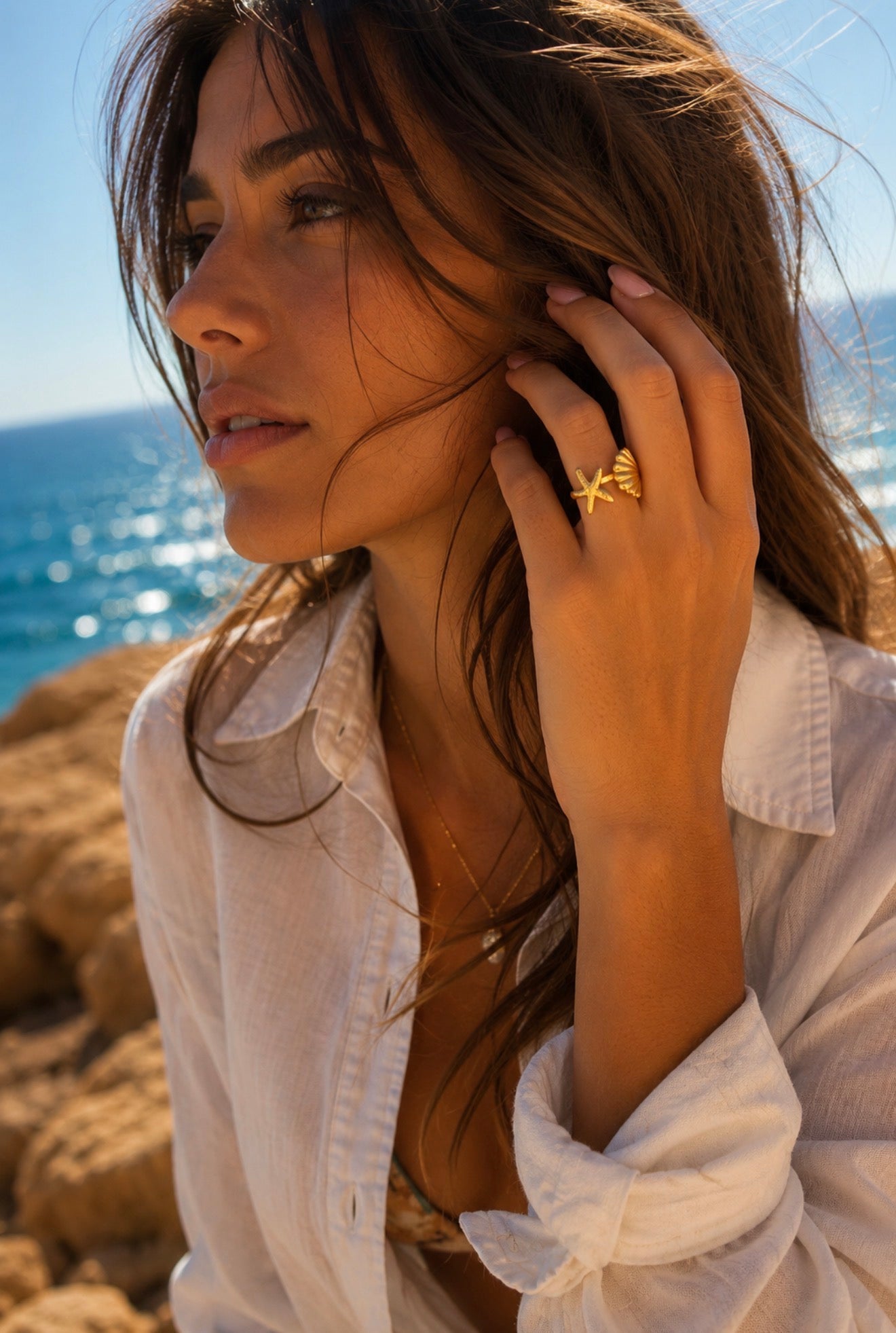 🐚 Gold Ocean Collection – Anelli regolabili in acciaio inossidabile