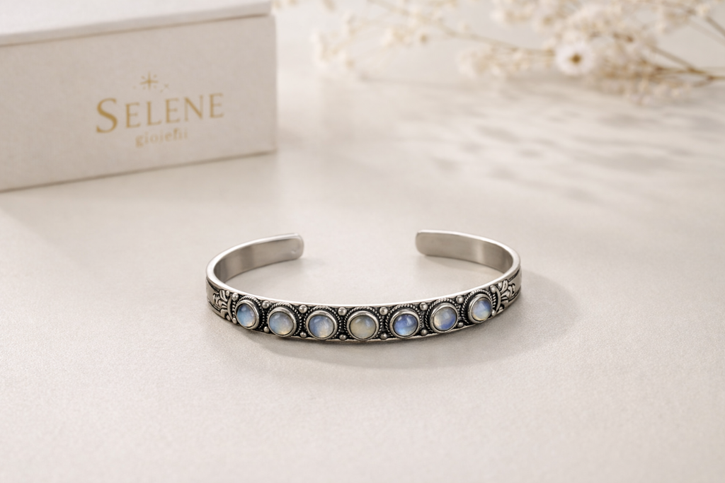 🌙 SELENE | LUNA – Bracciale in Argento 925 con Labradorite