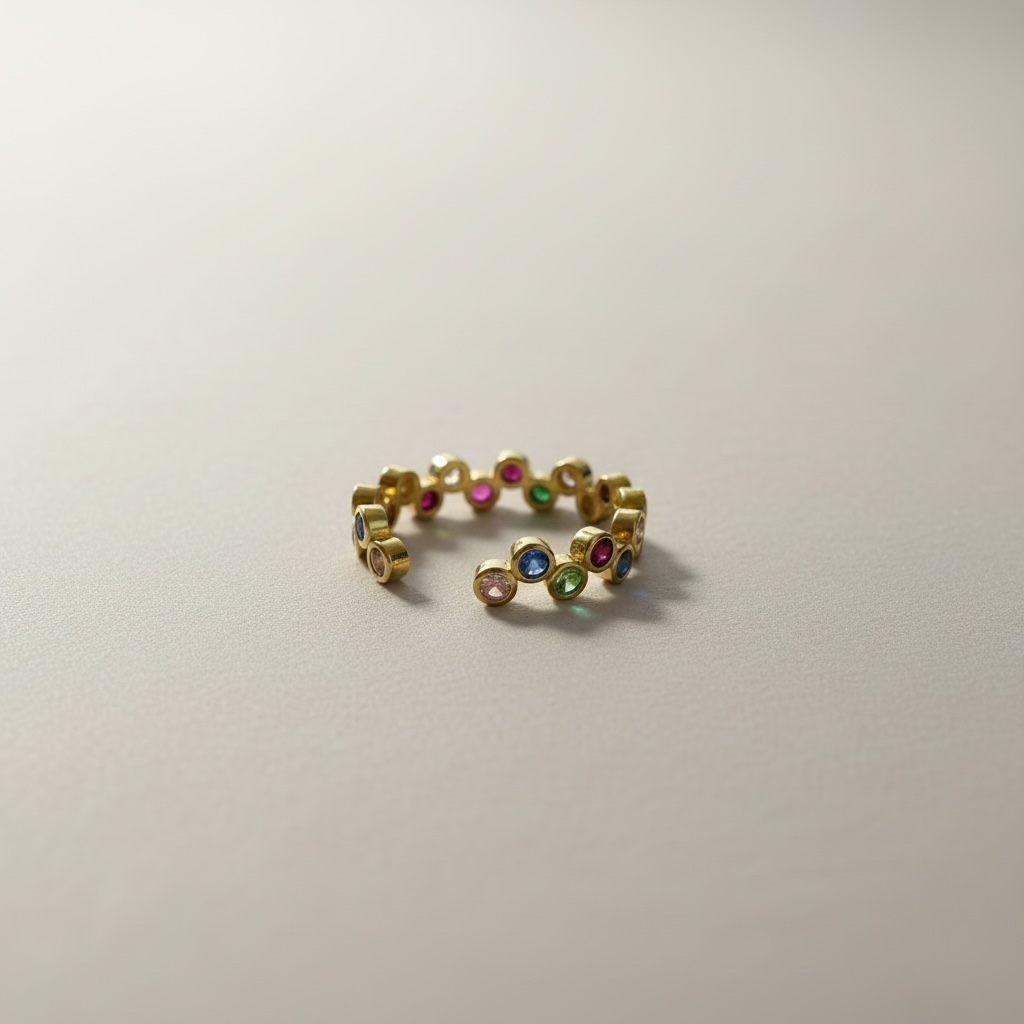 Anello Luminia Gold | Acciaio inox | Regolabile con zirconi colorati