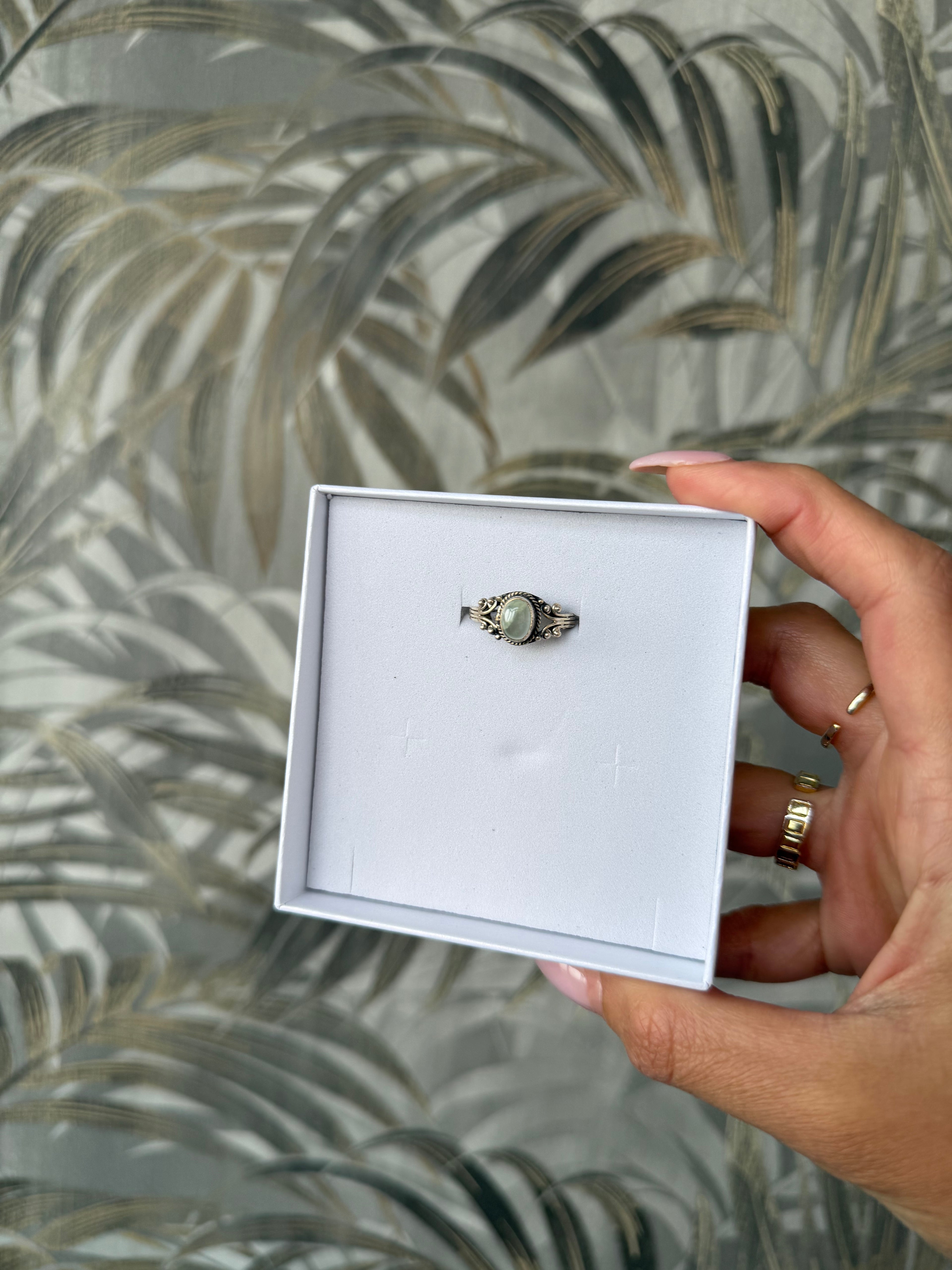 Anello argento prehnite