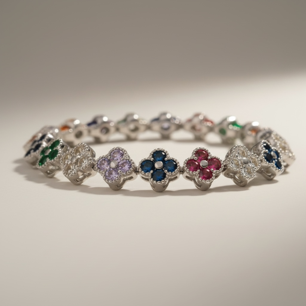 Bracciale Floréa Petals Multicolor | Stile Alhambra in Acciaio e Zirconi