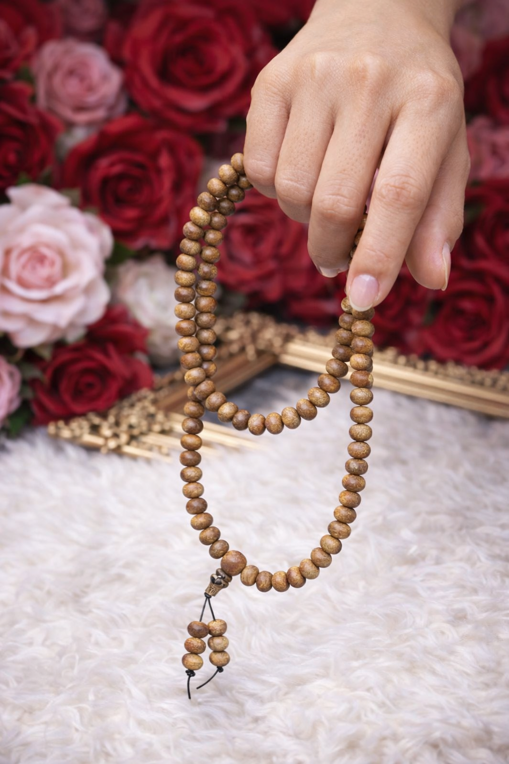Mala 108 Grani in Palo Santo Naturale | Collana Mala Tradizionale Per Meditazione Pulizia Bracciale