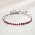 Bracciale Tennis Ruby – Zirconi Rossi 3mm Acciaio Inox Regolabile