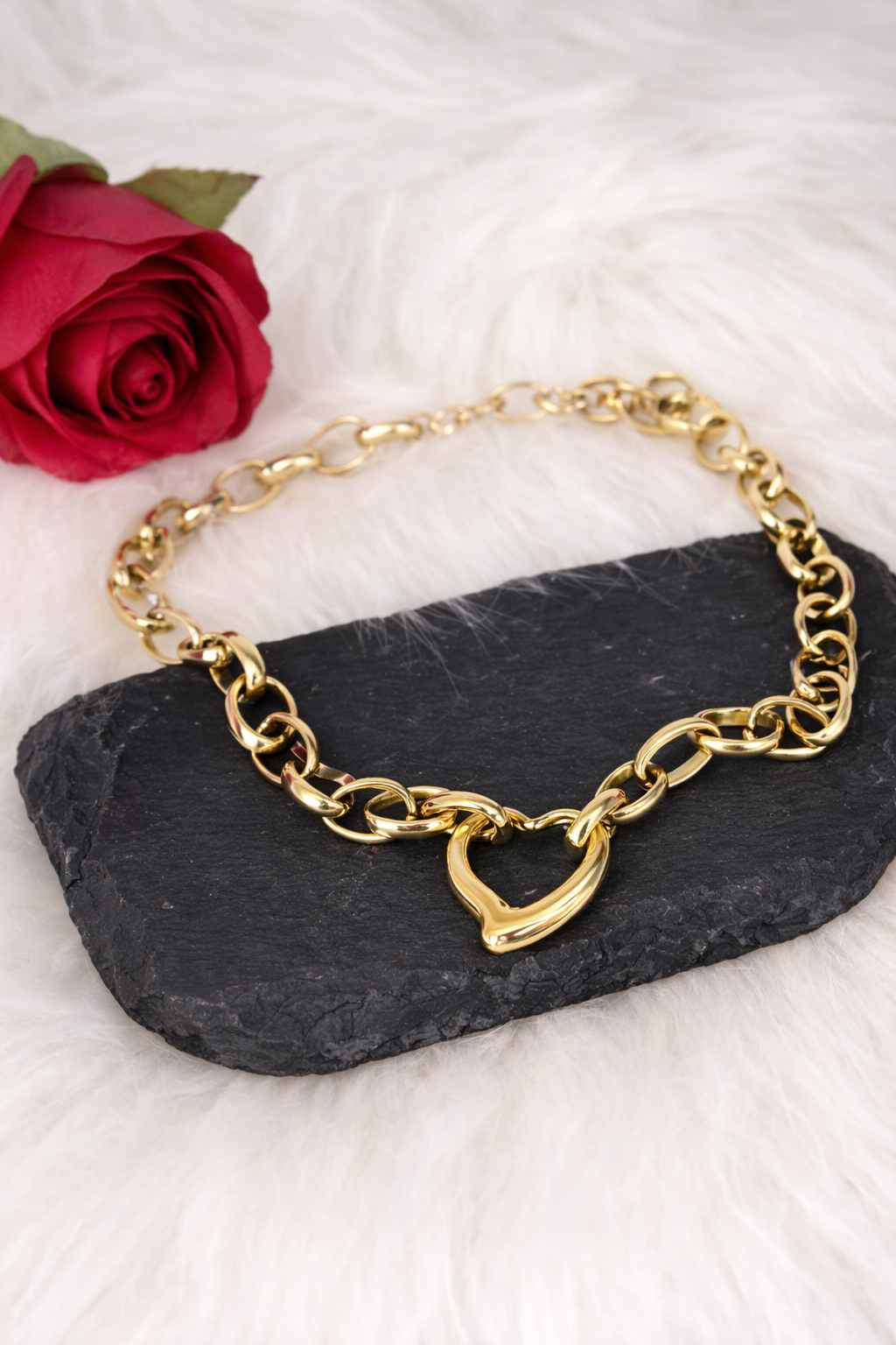 Collana Amore Cuore in Acciaio Inox | Finitura Gold o Silver Luxury