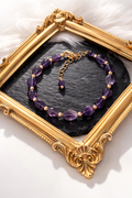 Bracciale in Ametista Naturale Viola | Acciaio Inox Finitura Gold