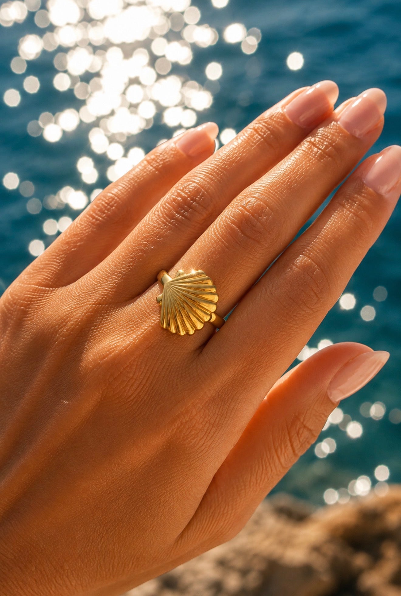 🐚 Gold Ocean Collection – Anelli regolabili in acciaio inossidabile