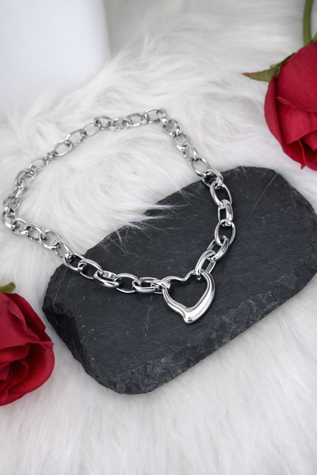 Collana Amore Cuore in Acciaio Inox | Finitura Gold o Silver Luxury