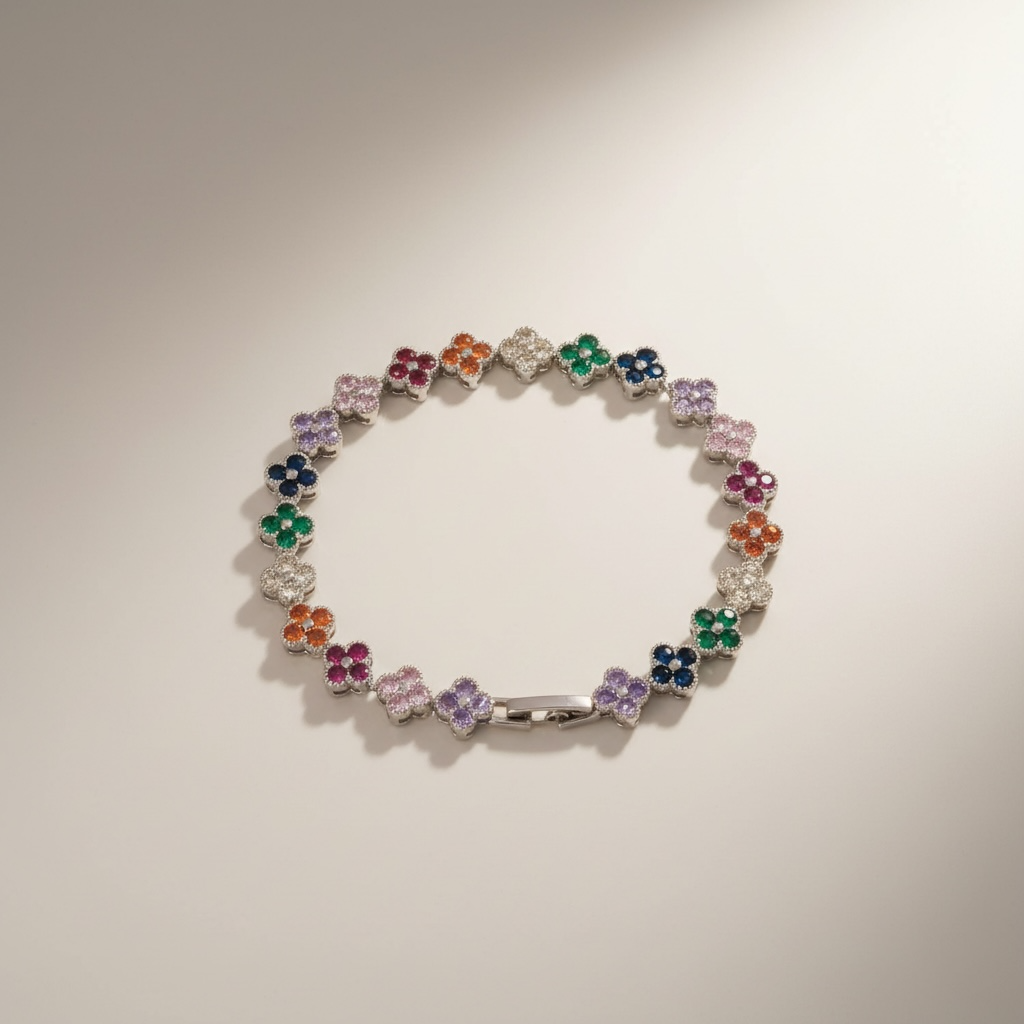 Bracciale Floréa Petals Multicolor | Stile Alhambra in Acciaio e Zirconi