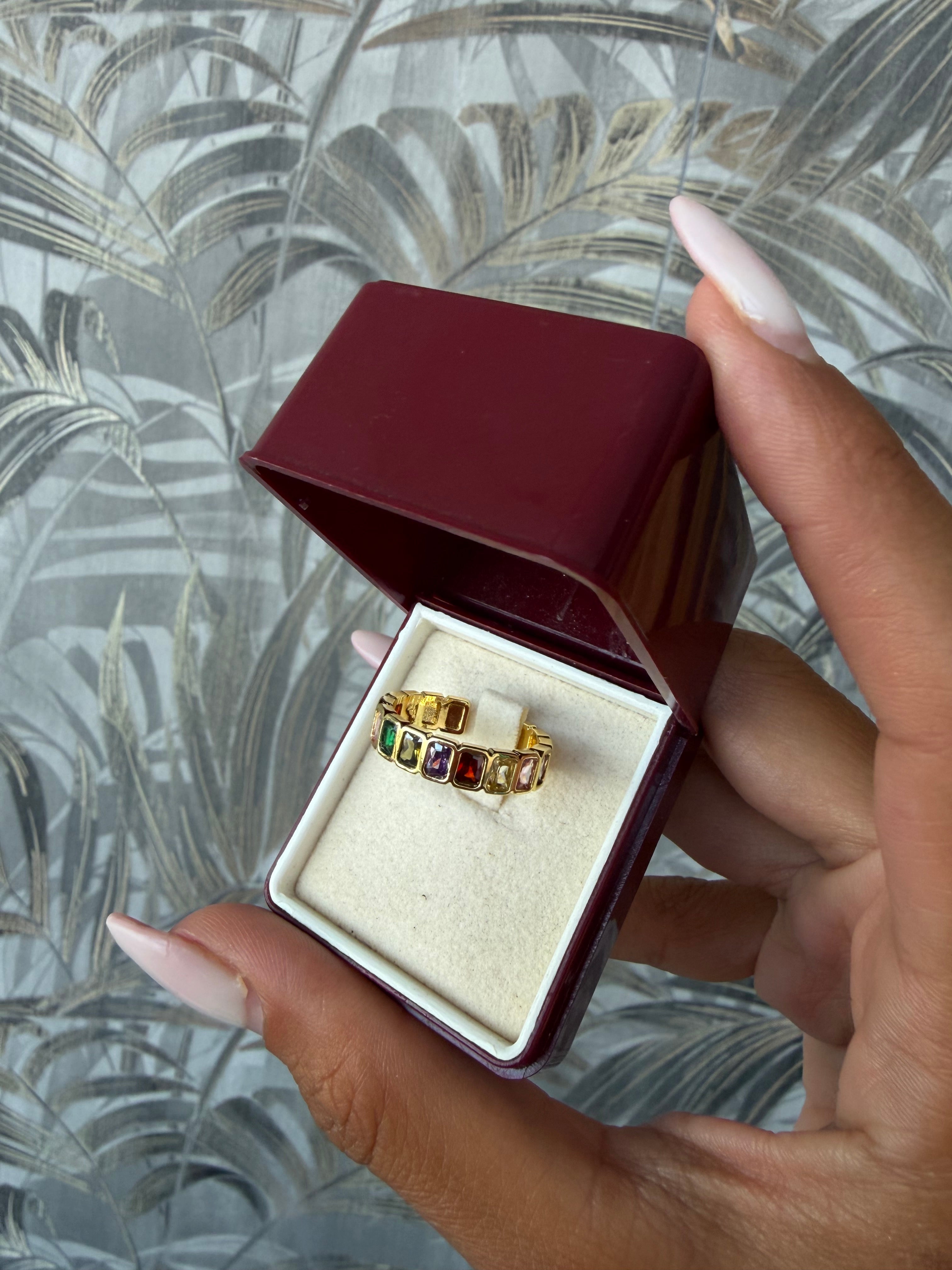 Anello Donna Dorato con Pietre Multicolor – Rainbow